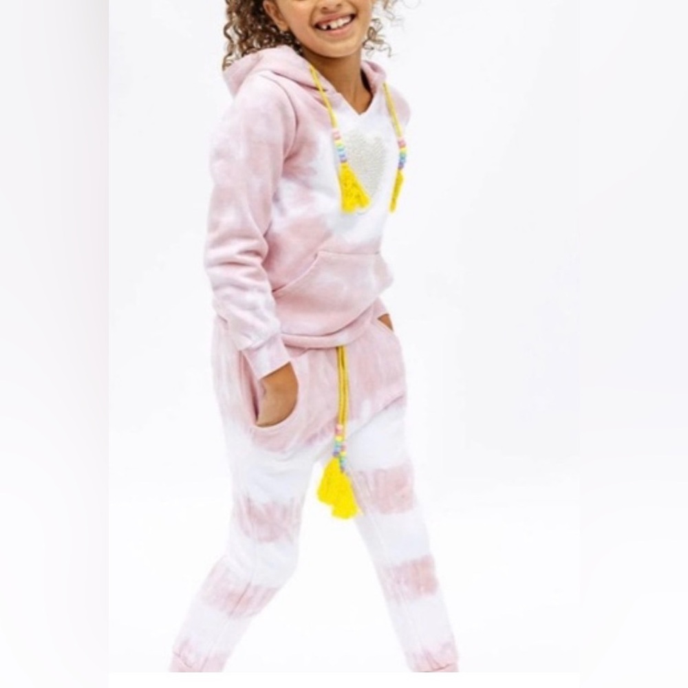 Lola + The Boys Blush Hoodie with Heart and Beads joggers - Picture 8 of 8